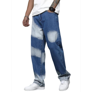 Jeans baggy personnalisés d'usine OEM à bas prix de haute qualité conception spéciale jeans pour jeunes hommes 2024 jeans droits teintés pour hommes - Product Image 4