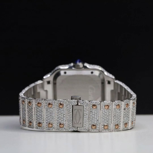 Reloj de lujo con diamantes de moissanita para hombre, números romanos de cara cuadrada, pulsera totalmente helada, Reloj clásico, estilo sofisticado - Product Image 4