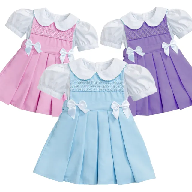 Infant Frock Ruffles Smocked Dresses For Girls Customized Baby Smocked Clothing Handmade Smock Dresses Baby Girls Clothes