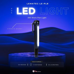 Lámpara de Trabajo LED COB LEMATEC de 8W Fabricada en Taiwán, Clip Magnético, Ángulo de Haz de 120°, 10 Horas de Uso, 3 Años de Garantía, Modelo LE-PL8 OEM/ODM - Product Image 4