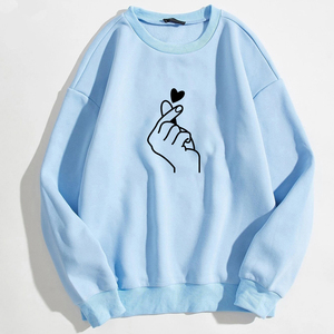 Venta al por mayor 100% de algodón de los hombres de manga larga sudadera de lana lindo corazón estampado de cuello redondo Sudadera con capucha para el invierno - Product Image 3