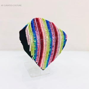 Athleisure Headbands Multicolor Heart Design Turban Style Everyday Embroidered Beaded Hairband Made in India by Indian Craftman - Product Image 6