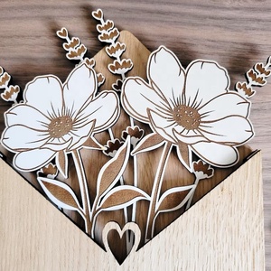 Enveloppes à fleurs en bois faites à la main cadre photo articles décoratifs créatifs pour table à la maison pour idées cadeaux anniversaire des amoureux - Product Image 1