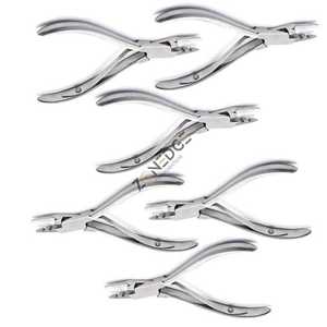 ชุดคีมสำหรับต่อผม6ชิ้นเครื่องมือเจาะ2รูทำจากสเตนเลสสตีลเงินอเนกประสงค์สำหรับไมโครริงและห่วงผม - Product Image 4