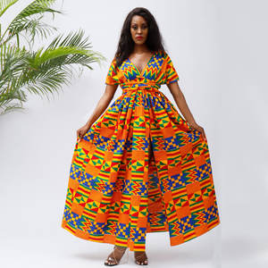 Abito Maxi con stampa Kente africano alla moda Kente africano taglie forti - Product Image 2