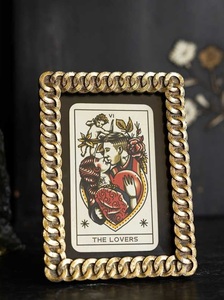 Glamorous golden tone metallic <b>frame</b> <b>for</b> engagement and wedding shots with decorative embellishments and firm stand - Product Image 2