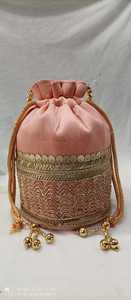 Women's High Quality Stylish Multi-Color Pearl Work Design <b>Mini</b> Potli Bags Fashionable Flower Beading Satin Lining Drawstring - Product Image 5