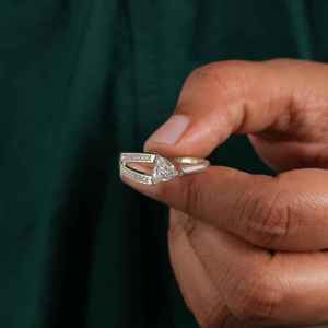 1.00 Carat Trillion Cut Lab Grown Diamond <b>Unique</b> Design Wedding Engagement Ring <b>Gift</b> <b>for</b> <b>Her</b> 14k White Gold - Product Image 6
