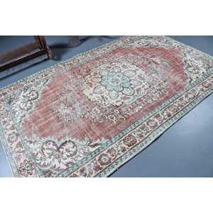 Tapis turc, grand tapis de 5,5 x 8,6 pieds, tapis vintage en laine marocaine rouge - Product Image 2