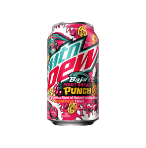 Vente en gros de Mountain Dew Baja Point Break Punch, lot de 12 canettes de 355 ml, saveurs tropicales cerise, ananas, agrumes, pour distributeurs - Product Image 1