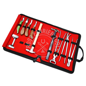 Top Horse Farrier Tool Kit with Hoof Cutter Buffer, Loop Knife with Hook Wooden Handle, Driving Hammer, Nail <b>Puller</b> Clincher - Product Image 1