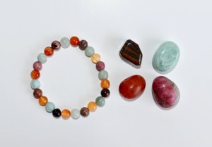 Bracelet de qualité supérieure, écologique, en pierres naturelles de naissance CANCER, perles roulées de 8 mm avec trou de 1 mm, carte zodiacale, idéal pour les cadeaux d'astrologie - Product Image 5