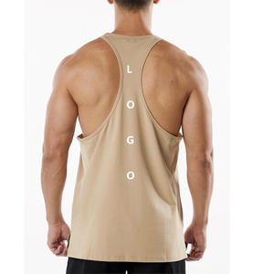 Débardeur de sport pour homme en coton et élasthanne, respirant, pour la salle de sport, l'entraînement physique, avec logo personnalisé imprimé OEM/ODM - Product Image 1