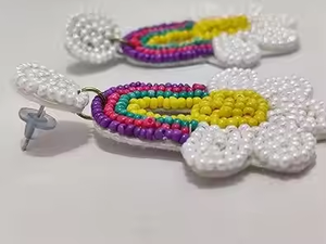 Boucles d'oreilles brodées de perles de rocaille multicolores faites à la main bijoux de mode pour femmes filles - Product Image 2