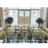 Clôture de jardin élégante en fer forgé galvanisé à chaud, motifs décoratifs, finition écologique protectrice, montage facile, hauteur 8 pieds
