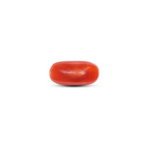 Coral rouge japonais 6,3 carats Pierre précieuse naturelle minérale Coupe ovale Polie et blanche Hauteur 3 mm - Product Image 2