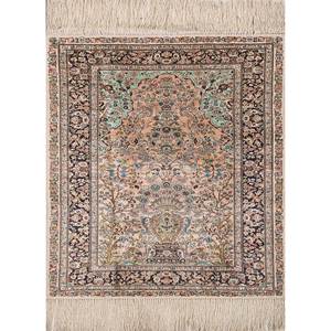 Alfombras de Seda Anudadas a Mano Gulmarg, Grandes, Rojas y Naranjas, con Diseño de Medallón Rectangular y Patrones de Rompecabezas para el Hogar, Pae-6339, para Sala de Estar y Pasillo - Product Image 1