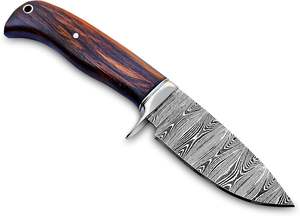 Cuchillo de supervivencia al aire libre hecho a mano de acero de Damasco, hoja fija, Funda de cuero, soporte OEM, estilo vaquero para caza y Camping - Product Image 2