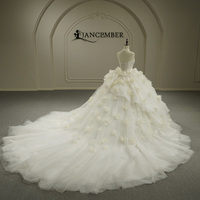 Gaun Pengantin Model Ball Gown Jancember GT26040 Princess Sweetheart dengan Hiasan Bunga 3D
