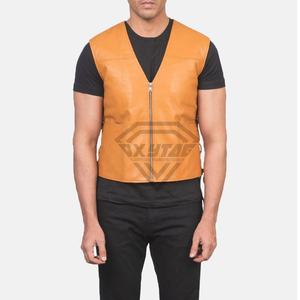 เสื้อกั๊กหนังแฟชั่นฤดูร้อนสำหรับผู้ชายเสื้อกั๊กหนัง100% ดีไซน์ใหม่ - Product Image 4