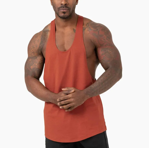Wholesale Custom 100% Cotton Men's Tank Tops Dropped Armhole Gym <b>Stringer</b> with Custom Logo - Product Image 3