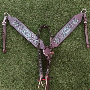 Argentine cuir Western fait à la main Headstall respirant Western Headstall poitrine collier ensembles pour l'équitation - Product Image 5