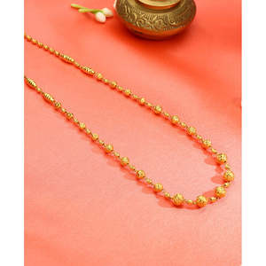 สร้อยคอทองคำสีเหลืองแนวตั้ง Vedic Grace สำหรับผู้หญิง - เครื่องประดับโซ่เส้นเล็ก - Product Image 3