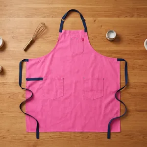 Delantal de Lona Rosa con Tres Bolsillos, Resistente, Reutilizable, Resistente al Agua, Lavable a Máquina, para Cocinar y Uso Diario - Product Image 1