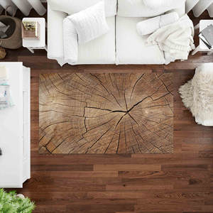 Tapis imprimé - Moderne, tendance, marron, effet bois craquelé, paillasson, intérieur, décoration intérieure, chambre d'enfant, tapis fin non tissé - Product Image 2