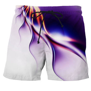 Pantalones cortos de lona con estampado abstracto geométrico en 3D para hombre, traje de baño antiarrugas, ropa de playa - Product Image 3