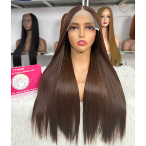 Haute qualité Double dessiné cheveux longs perruques 100% vietnamien Remy cheveux humains os droit Transparent dentelle avant perruques - Product Image 3