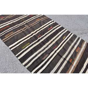 Classic Traditional <b>Brown</b> Beige 5x11ft <b>Wool</b> Rug Vintage Turkish Patchwork Rectangle Design Latex Backing for Bedroom Bedside - Product Image 5