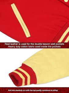 Plus Size Men's Baseball Breathable Customized <b>Real</b> <b>Leather</b> Wool <b>Jacket</b> CollegeBaseballjacket for men DDP Shipping - Product Image 6