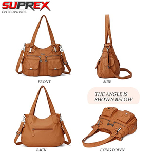SUPREX ENTERPRISES Purses Handbags for Women Large Hobo Shoulder <b>Bags</b> <b>Soft</b> PU <b>Leather</b> Multi-Pocket Tote <b>Bag</b> Hand-painted - Product Image 4