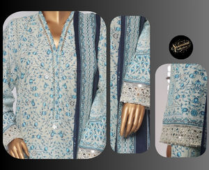 Ssumaira Collection Chikenkari Juego de 3 piezas Shalwar & Dupatta con estampado elegante Lawn Party Wear Marca BINSAEED - Product Image 2