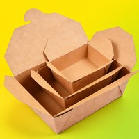 Boîte d'emballage jetable pour la restauration rapide, 750 ml, en papier kraft, de qualité alimentaire, recyclable, boîte à lunch en gros