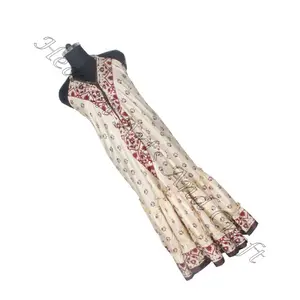 Богемный Новый индийский Лидер продаж традиционный многоцветный принт Новый Винтажный Шелковый Сари длинное платье пикантное летнее платье без рукавов
