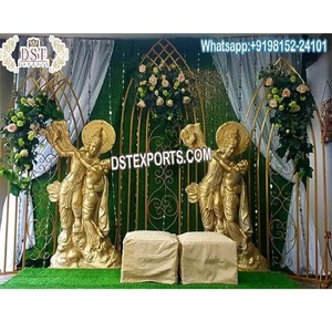 Exquisito estilo hoja Metal boda telón de fondo Panel único recepción escenario telón de fondo soporte hoja Fondo arco boda decoraciones - Product Image 1