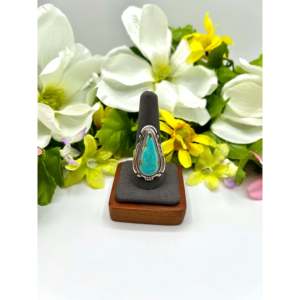 Navajo-<b>Crafted</b> #8 Turquoise & Sterling Silver Ring Size 10 Cultural Collectible Jewelry - Product Image 1