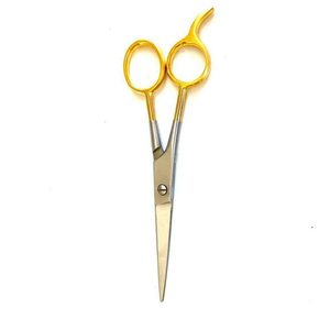 Ciseaux de salon de beauté haut de gamme avec repose-doigts, ciseaux de coiffure de qualité supérieure, lame droite et tranchante, demi-or - Product Image 5