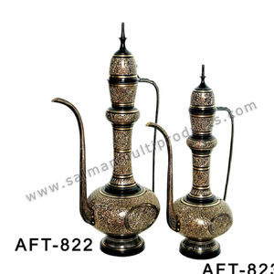 มือทองเหลืองแกะสลักทำด้วยมือวาด aftaba โต๊ะตกแต่งด้านบนสำหรับบ้านร้านอาหารชากาแฟไวน์ชุดชากาแฟขายส่ง - Product Image 6