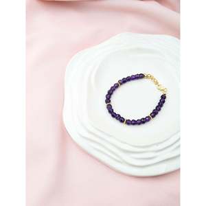 18K Gold Filled Amethyst Ball <b>Bracelet</b> 925 Sterling <b>Silver</b> Gift for Someone Special - Product Image 2