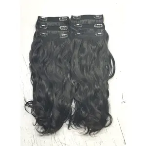 Virgin Cuticle Aligned Clip In Extensions Raw Hair Water Wave Curly Thick Indian Hair In Extensions