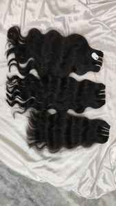 Indien brut 100% vendeurs vierges naturels en gros vierge non traitée donneur unique Machine double trame tissage de cheveux humains bruts - Product Image 4