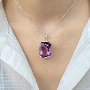 Pendentif en argent sterling avec améthyste, taille coussin, bijoux faits main, haute qualité, design unique, cadeau pour enfants et femmes, vente en gros - Product Image 2