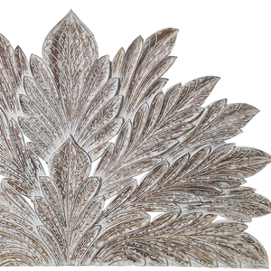 Hand Carved Half Moon Grey Wash King Bed Headboard Big Palm <b>Leaf</b> <b>Wall</b> Decor Boho Bed Headboard Home Decor Bed Head Furniture - Product Image 4