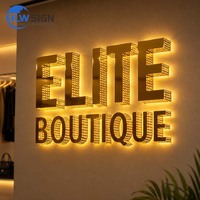 Enseignes LED en acier inoxydable plaqué or, style nouveau, IP65, pour entreprises, lettres lumineuses étoilées