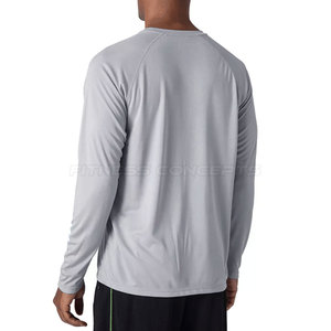 Camiseta de manga larga para hombre de alta calidad y precio al por mayor, camiseta informal de Color sólido con cuello redondo para entrenamiento y gimnasio para hombre - Product Image 2