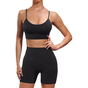 <b>Womens</b> Seamless <b>Yoga</b> Set High Waist Leggings and Crop Top Gymwear 2 Piece Seamless <b>Yoga</b> Outfit Workout <b>Shorts</b> and Sports Bra Set - Product Image 4