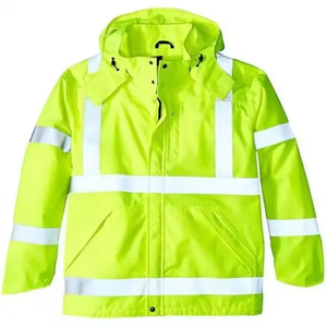 Ropa de trabajo para hombres, chaquetas de trabajo de seguridad Softshell de alta visibilidad, chaquetas de cinta reflectante de seguridad de construcción impermeables - Product Image 6